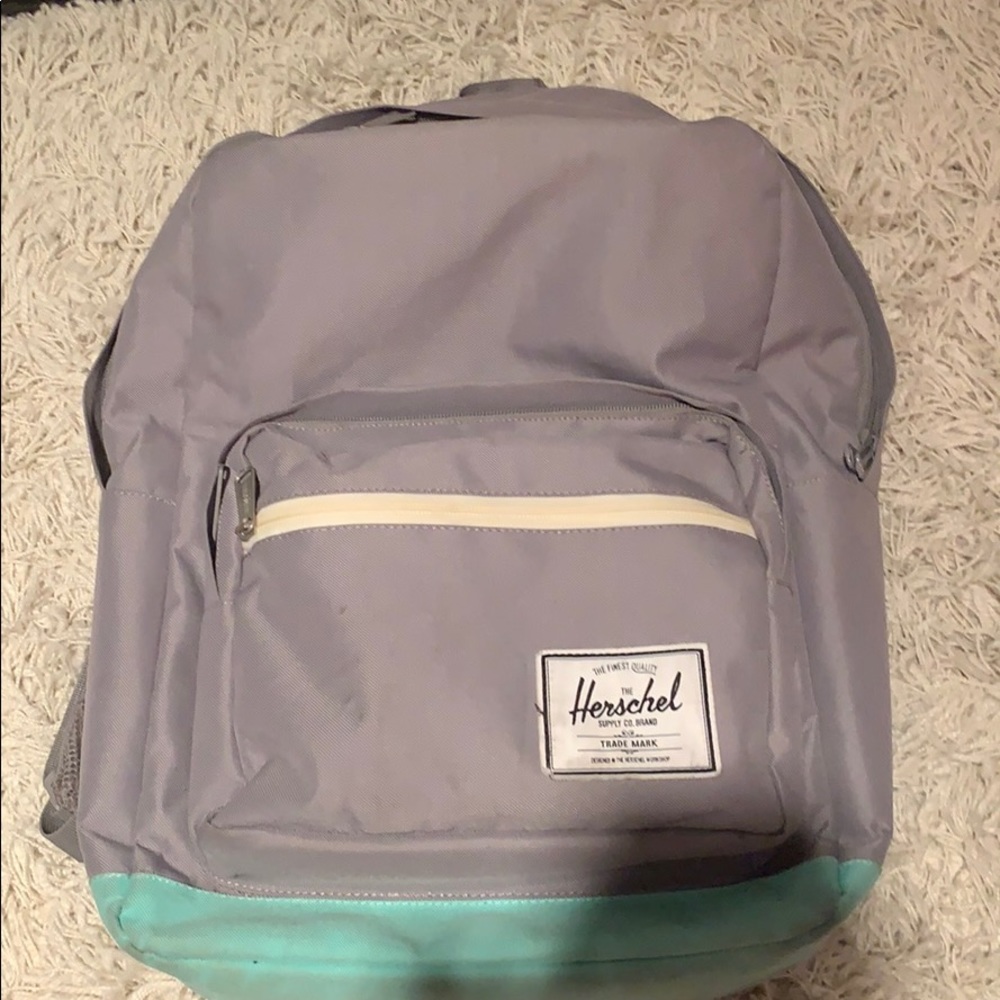 Herschel pop quiz backpack gray and mint color